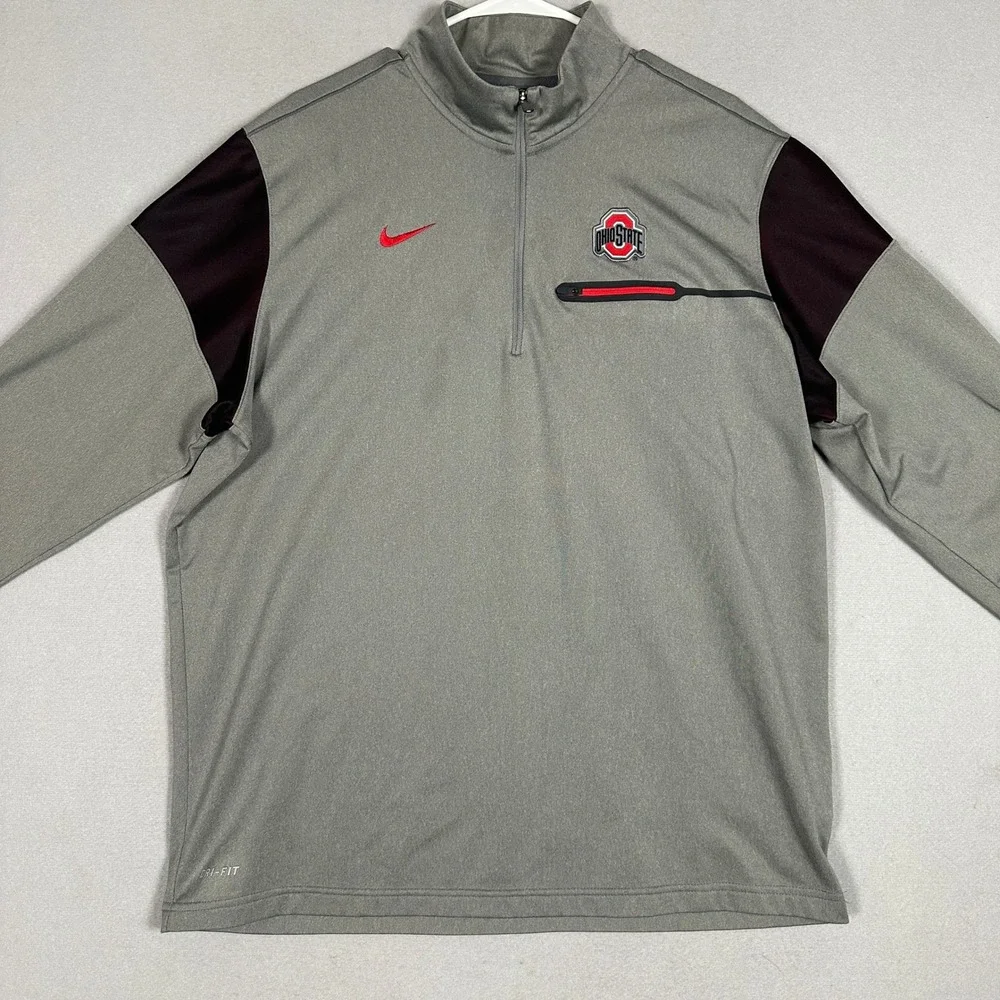 Ohio State Buckeyes Nike Shirt Mens XL Dri-FIT Grey NCAA Quarter Zip Pullover